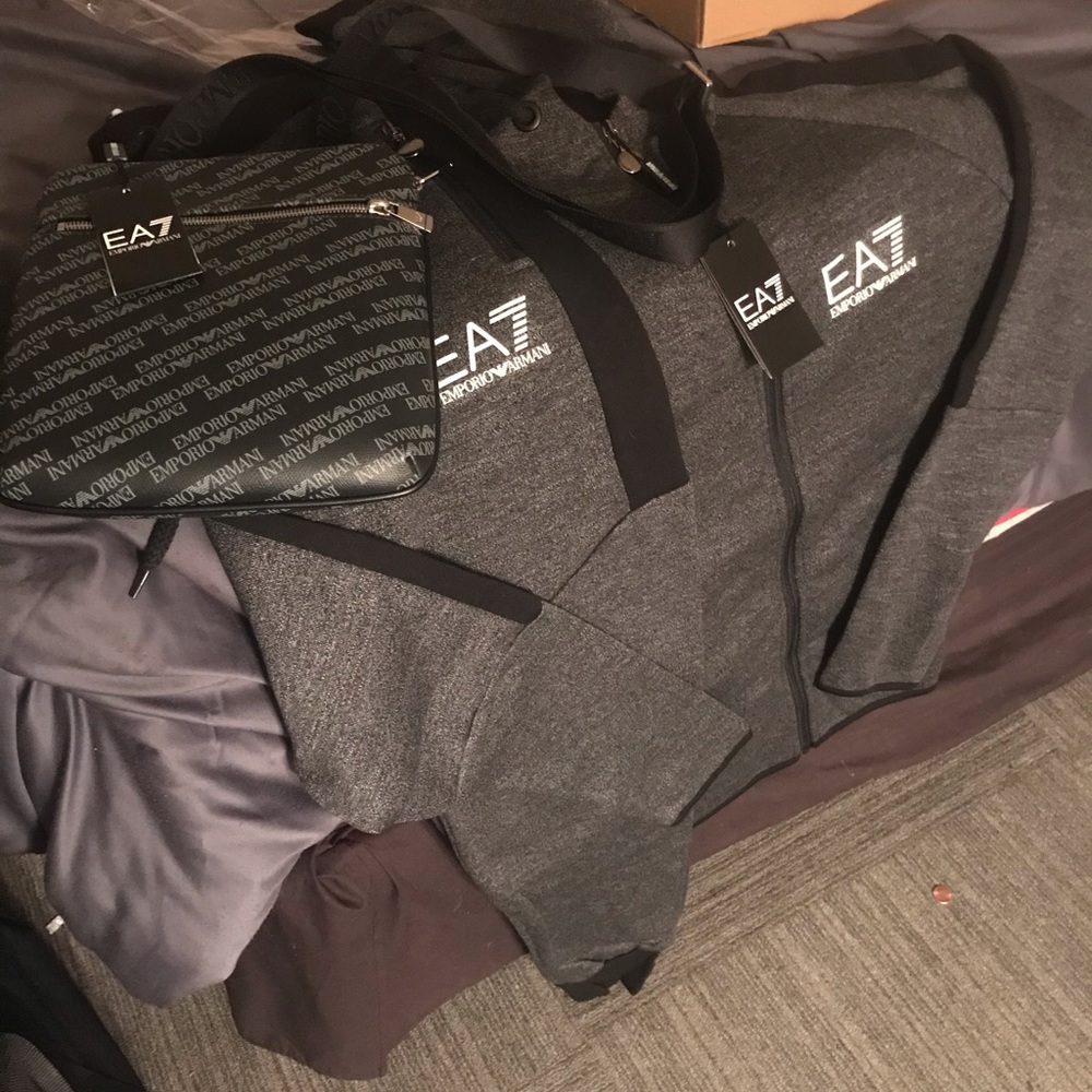 MEN ARMANI TRACK SUIT AND ARMANI MESSENGER BAG